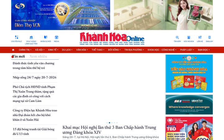 Screenshot of baokhanhhoa.vn