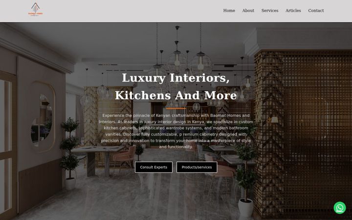 Screenshot of baomachomesandinteriors.com