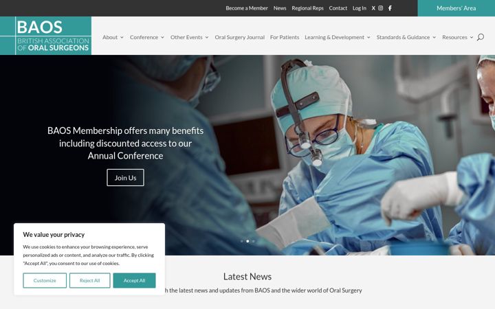 Screenshot of baos.org.uk