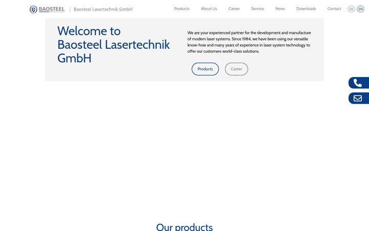 Captură de ecran a baosteel-lasertechnik.de