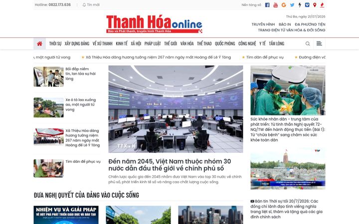 Screenshot of baothanhhoa.vn