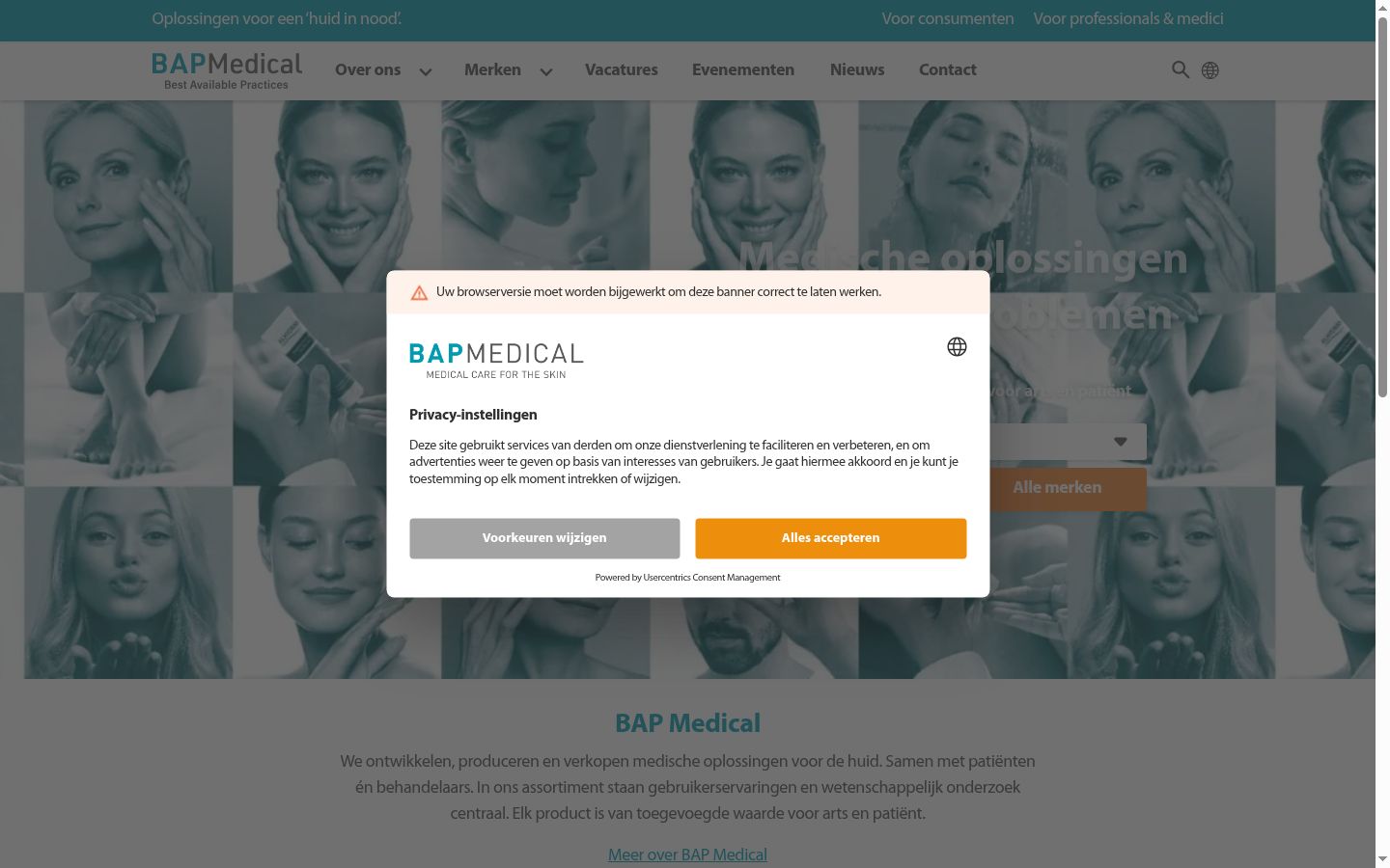 Capture d'écran de la bannière de consentement affichée avant toute interaction