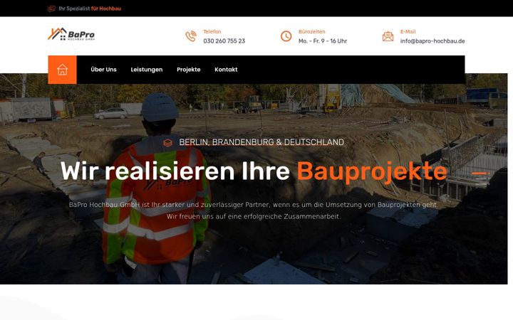 Captură de ecran a bapro-hochbau.de