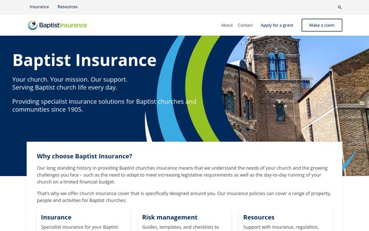 Screenshot of baptist-insurance.co.uk