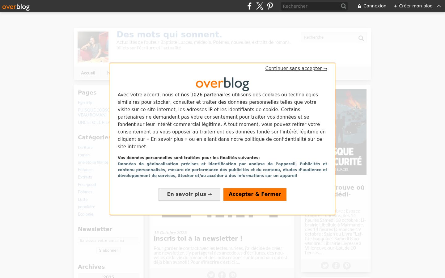 Screenshot del banner di consenso mostrato prima di qualsiasi interazione