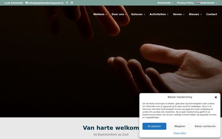 Ekrānuzņēmums no baptistenkerkopzuid.nl
