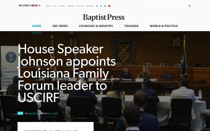 Screenshot of baptistpress.com
