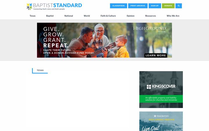 Screenshot of baptiststandard.com
