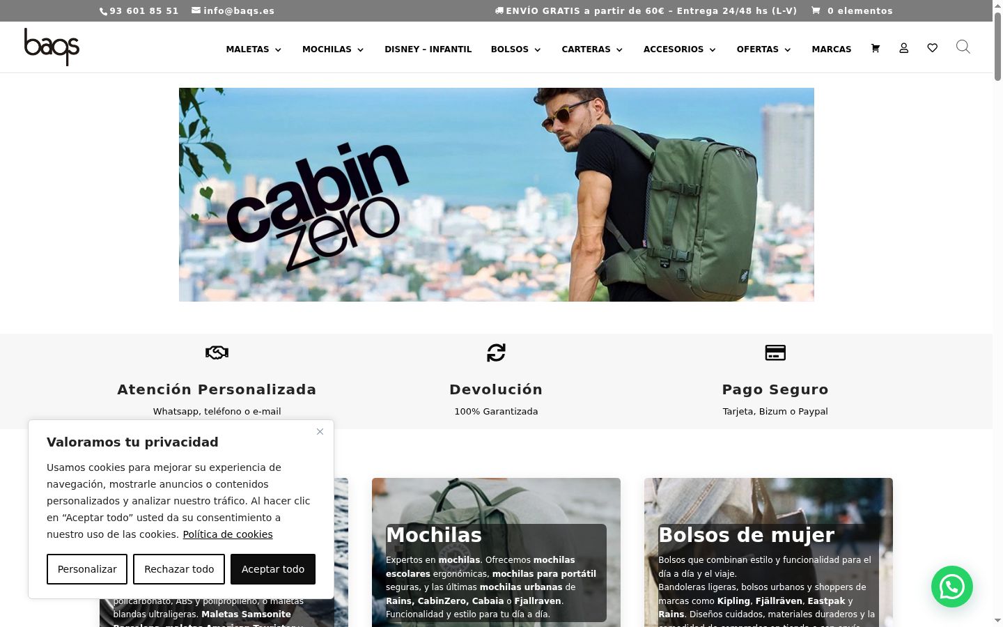Captura de ecrã do banner de consentimento apresentado antes de qualquer interação