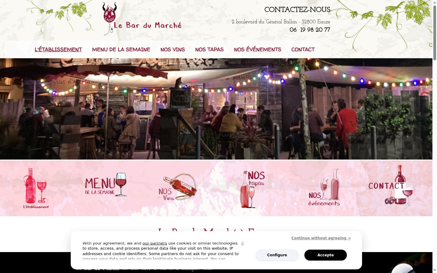 Capture d'écran de la bannière de consentement affichée avant toute interaction