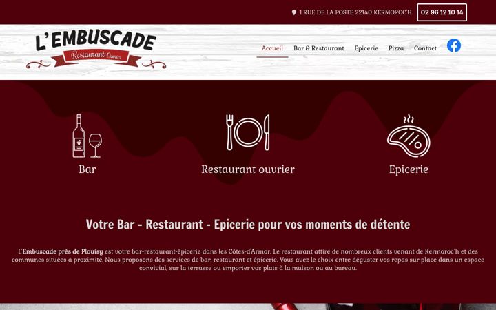 Screenshot of bar-restaurant-epicerie-plouisy.fr