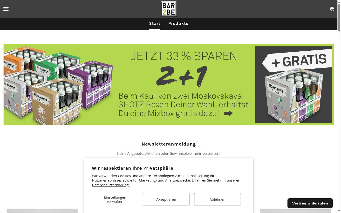 Screenshot van de toestemmingsbanner zoals getoond vóór enige interactie