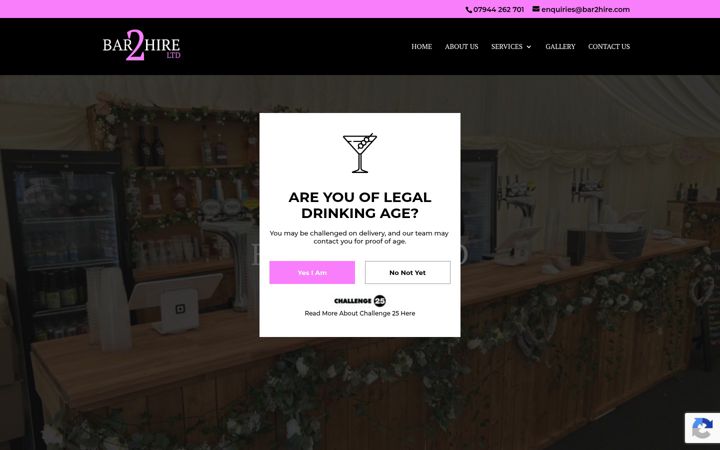 Screenshot of bar2hire.com