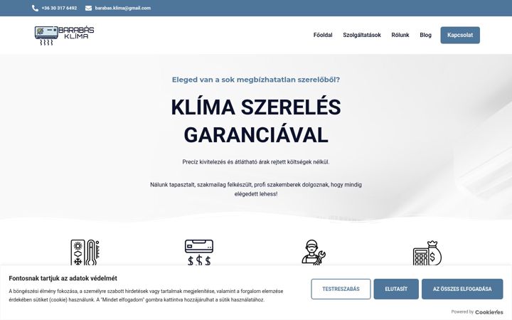 Screenshot of barabasklima.hu