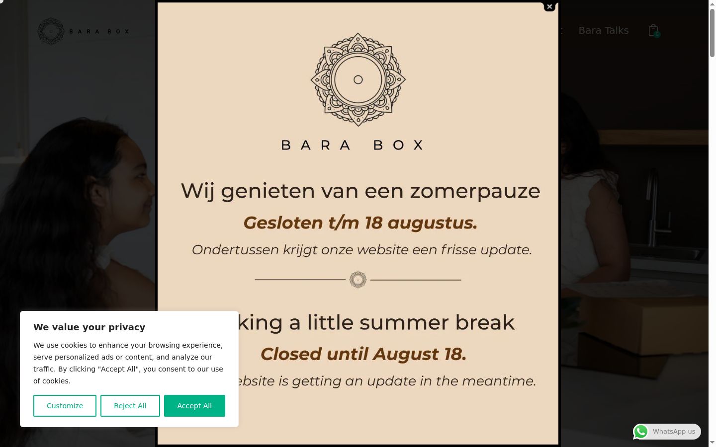 Screenshot des Einwilligungsbanners vor jeglicher Interaktion