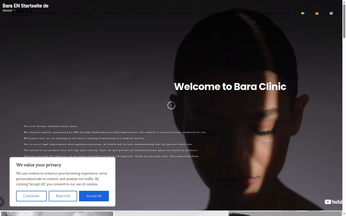 Captura de ecrã do banner de consentimento apresentado antes de qualquer interação