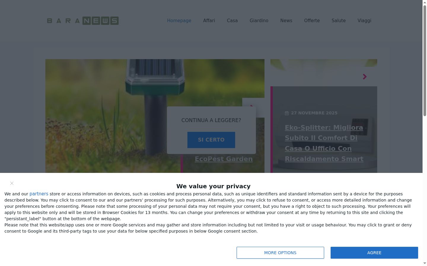 Screenshot of the consent banner shown before any interaction