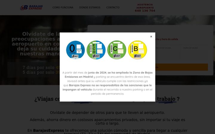 Screenshot of barajasexpress.com