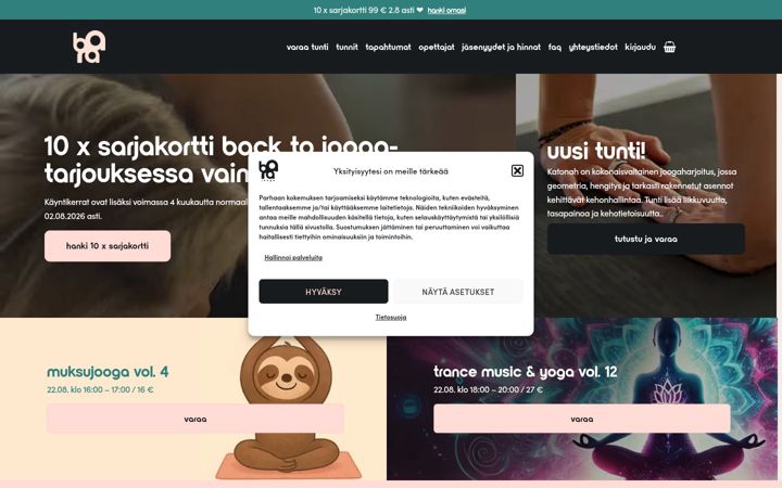 Ekrānuzņēmums no barajooga.fi