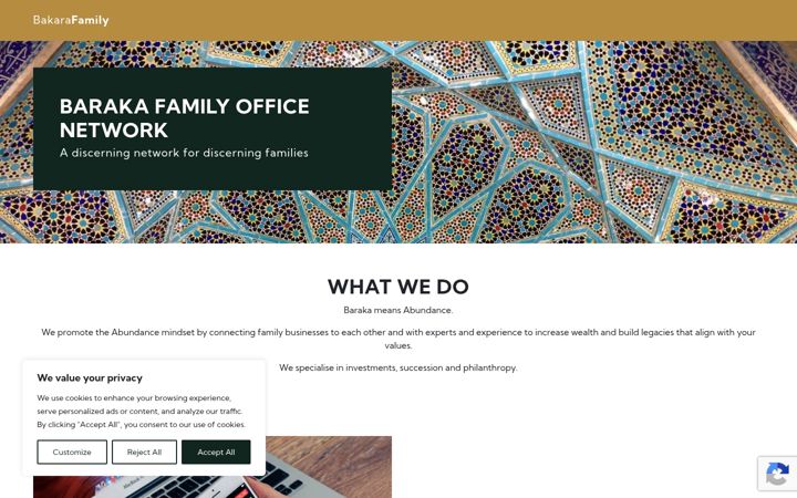 Screenshot of barakafamily.com
