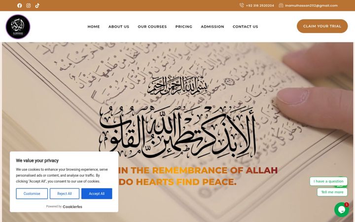 Screenshot of barakahqurancenter.com
