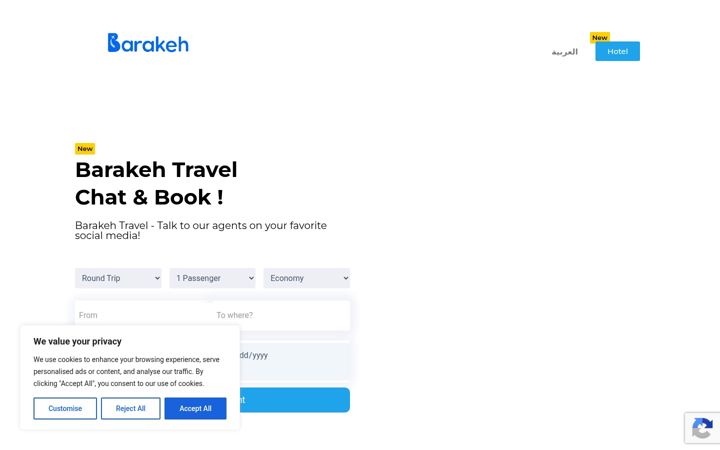 Screenshot of barakehtravel.com