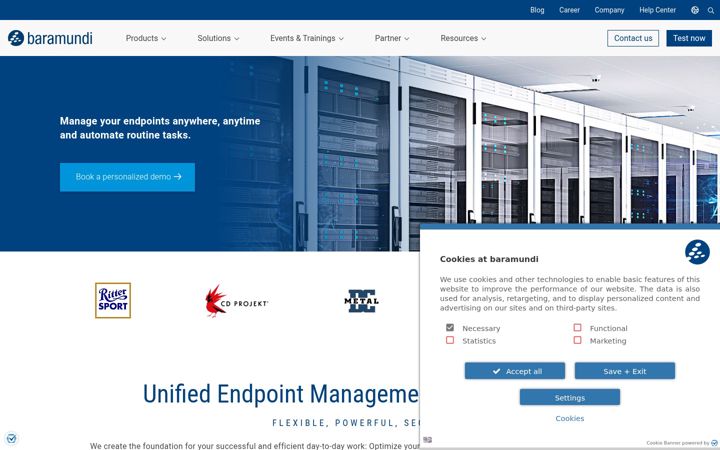Screenshot of baramundi.com