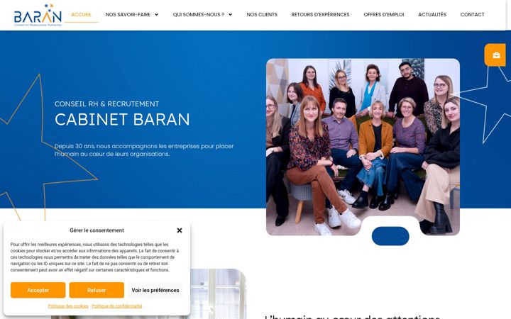 Skjámynd af baran-recrutement.fr