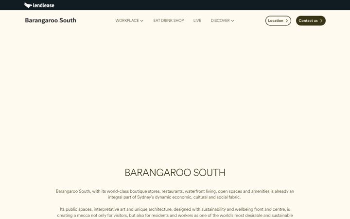 Skjámynd af barangaroosouth.com.au