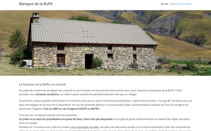 Skjámynd af baraquedelabuffe.fr