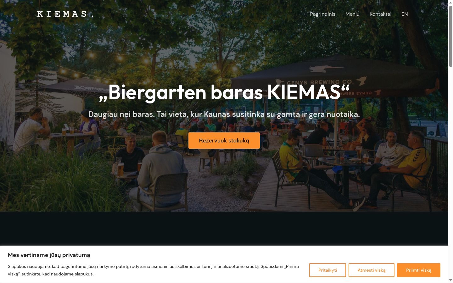 Ekrānuzņēmums ar piekrišanas baneri, kas tika rādīts pirms jebkādas mijiedarbības