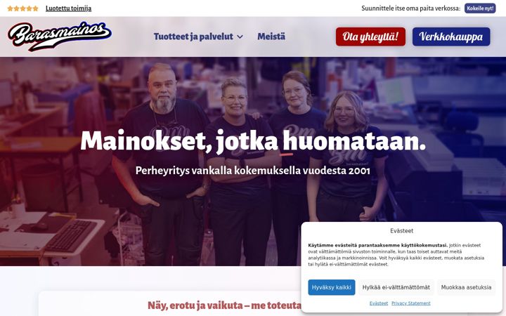 Screenshot of barasmainos.fi