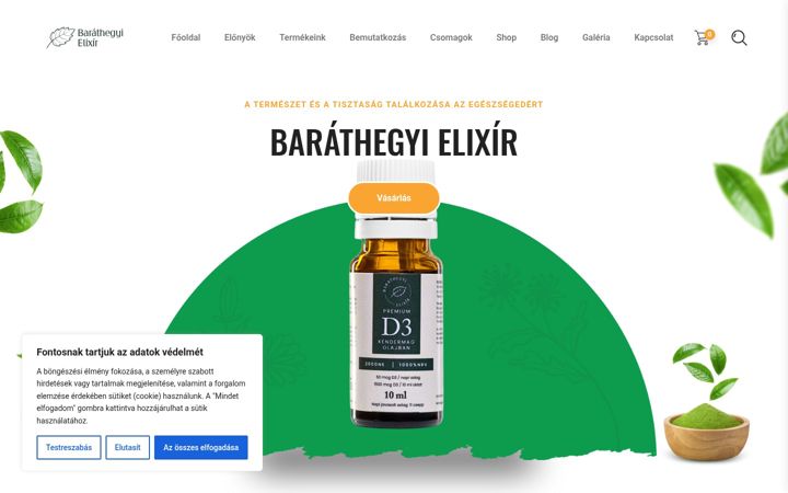 Екранна снимка на barathegyielixir.hu