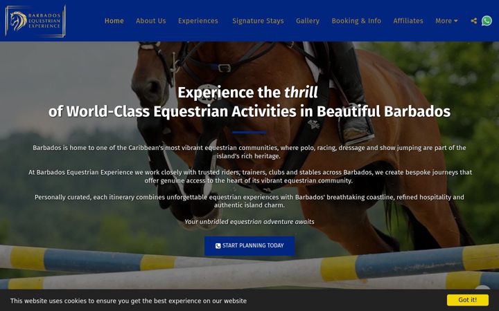Screenshot of barbadosequestrianexperience.com