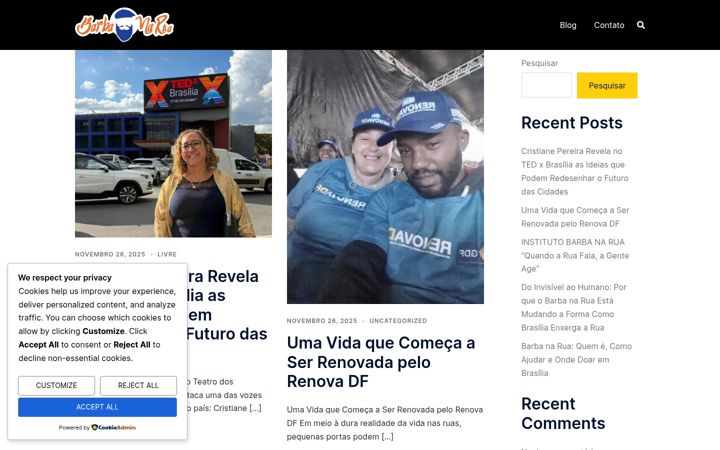 Screenshot of barbanasruas.com.br