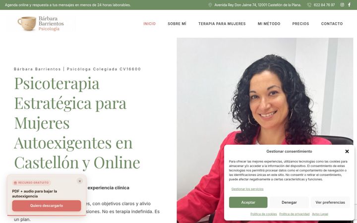 Captura de pantalla de barbarabarrientospsicologia.es