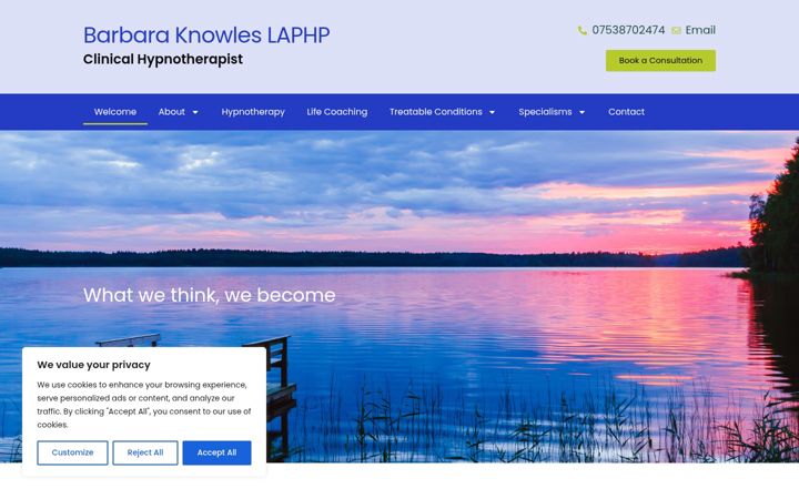 Screenshot of barbaraknowleshypnotherapy.co.uk