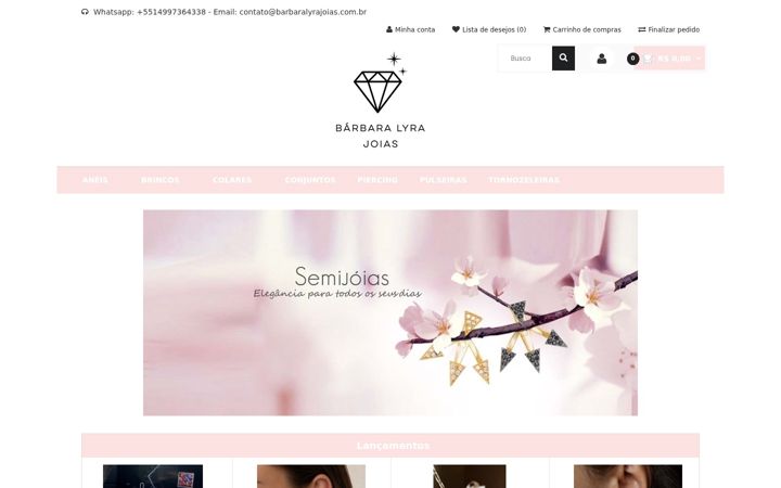 Screenshot of barbaralyrajoias.com.br
