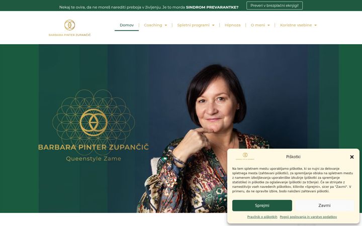Screenshot of barbarapinterzupancic.si