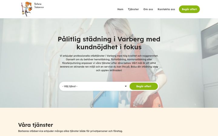 Ekrano kopija barbarastadservice.se