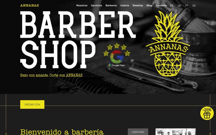 Captură de ecran a barberannanas.com