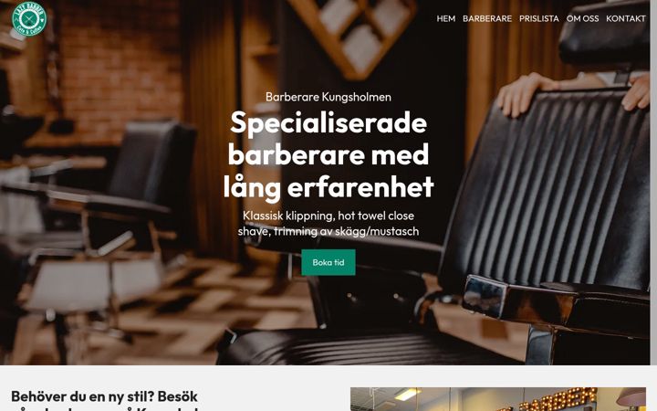 Screenshot of barberarekungsholmen.se
