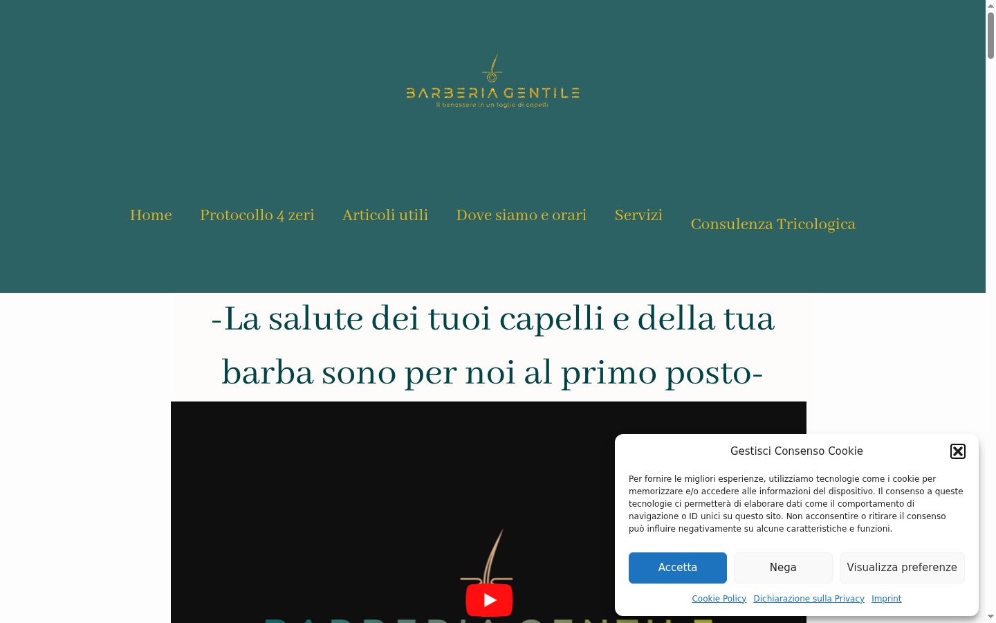 Screenshot del banner di consenso mostrato prima di qualsiasi interazione