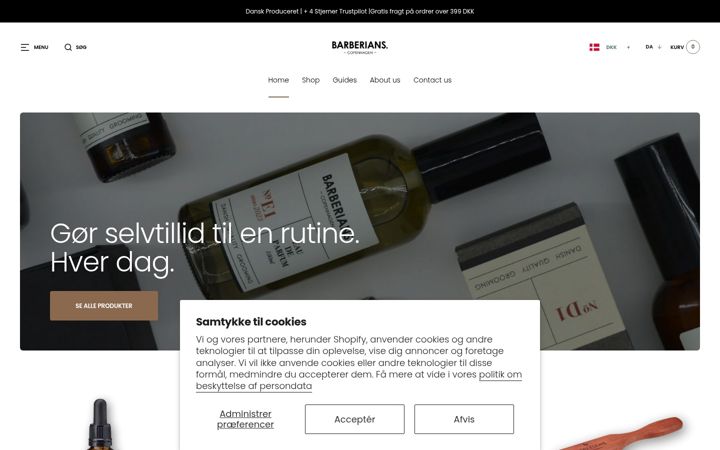 Screenshot ta' barberianscph.com