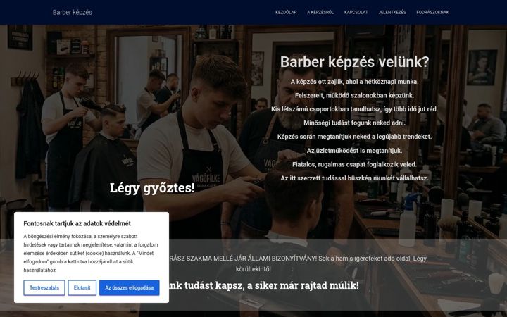 Skærmbillede af barberkepzes.hu