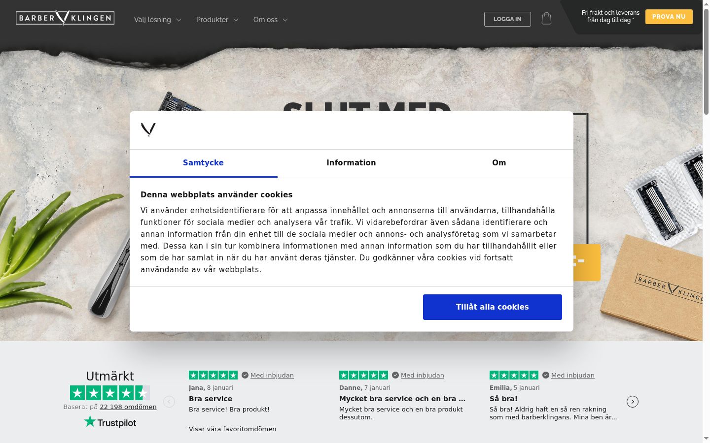 Sutikimo reklamjuostės, rodytos prieš bet kokią sąveiką, ekrano kopija