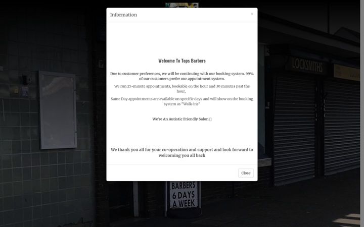 Screenshot von barbersharoldhill.co.uk