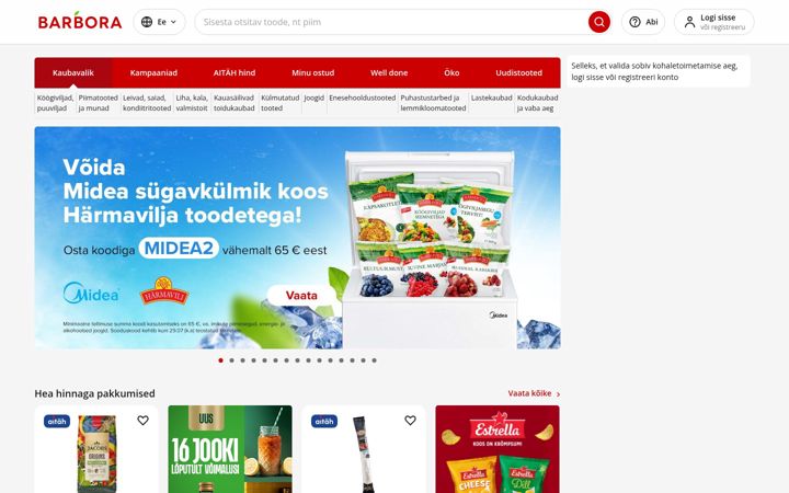 Screenshot of barbora.ee