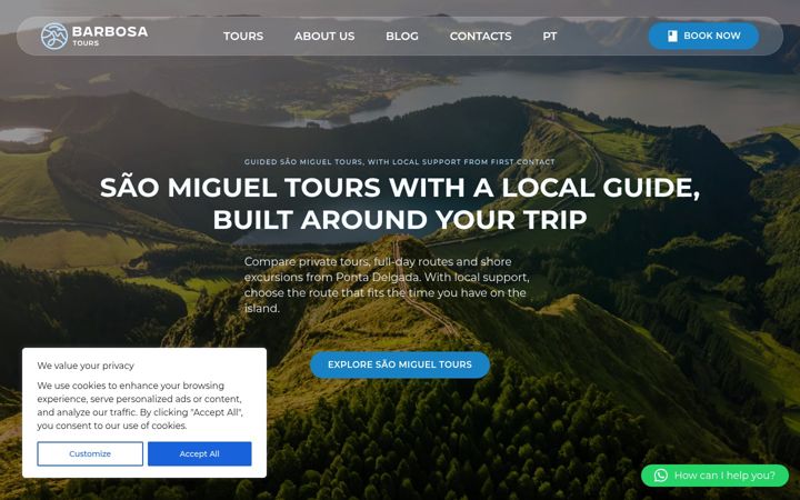 Screenshot of barbosatoursazores.com