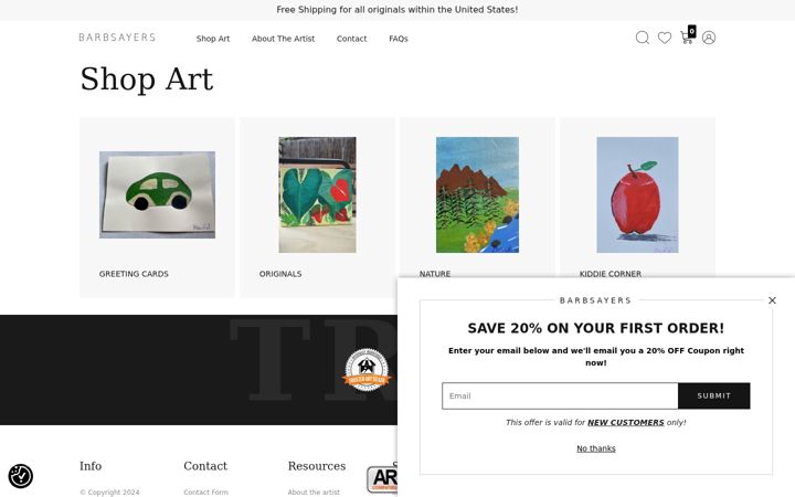 Screenshot of barbsayersart.com